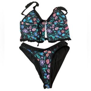 Floral Black Bikini Set